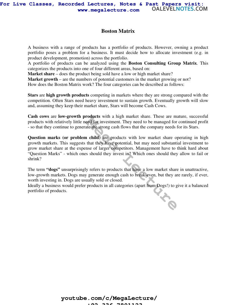 Page 1 of Boston Matrix