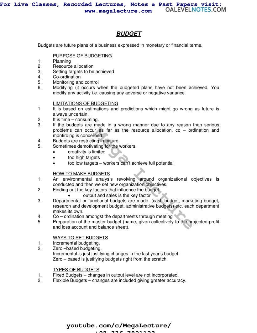 Page 1 of Budget