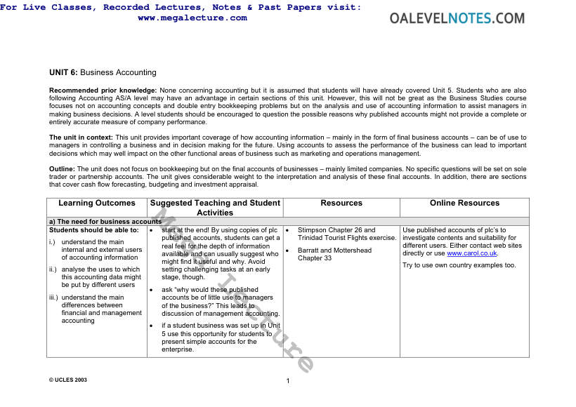 Page 1 of Business Accounting