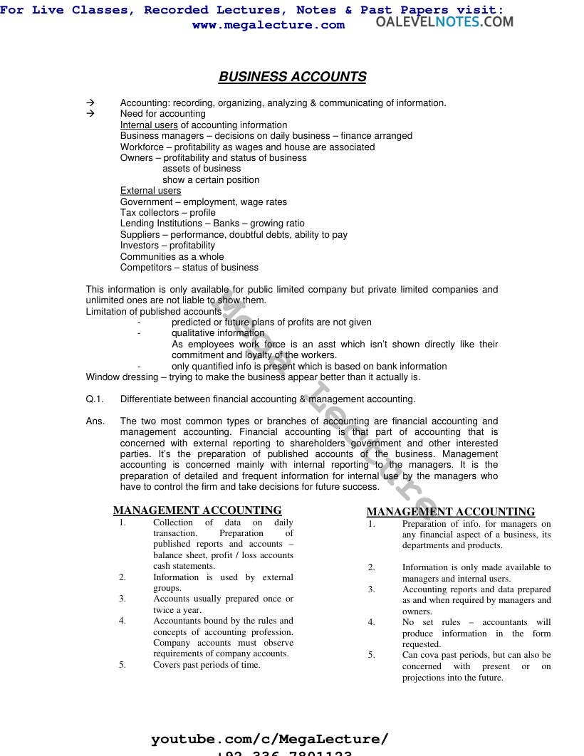 Page 1 of Business Accounts