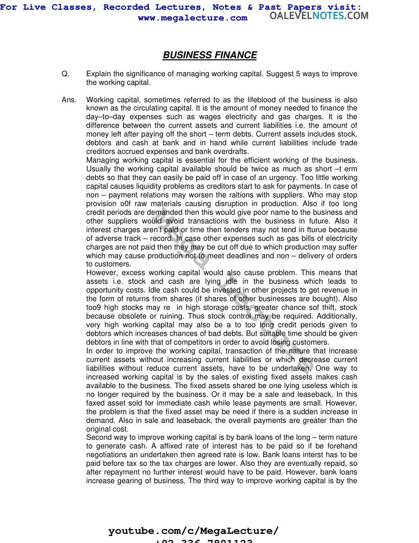 Page 1 of Business Finance