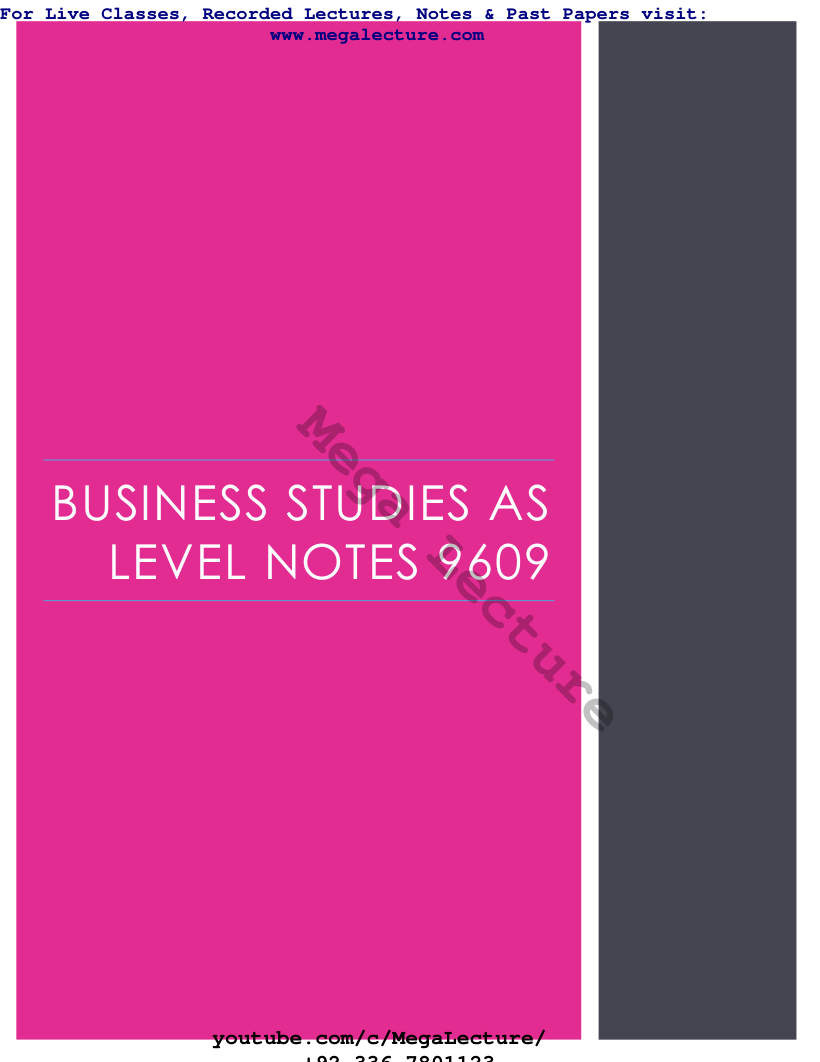 Page 1 of Business Studies AS Level Notes