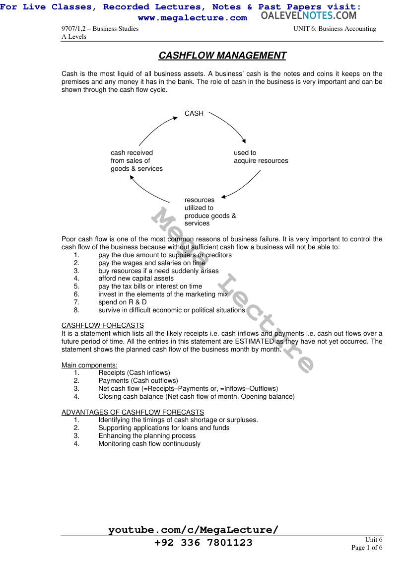 Page 1 of Cashflow Management