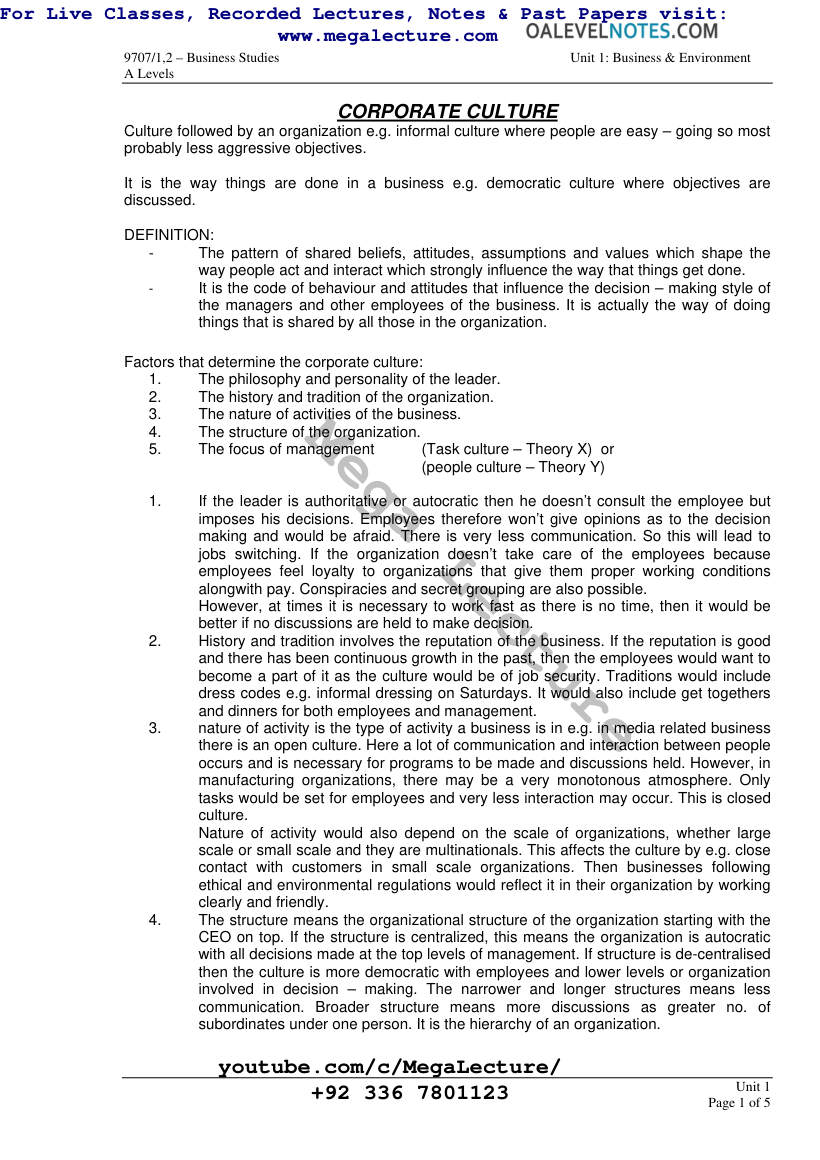 Page 1 of CORPORATE CULTURE