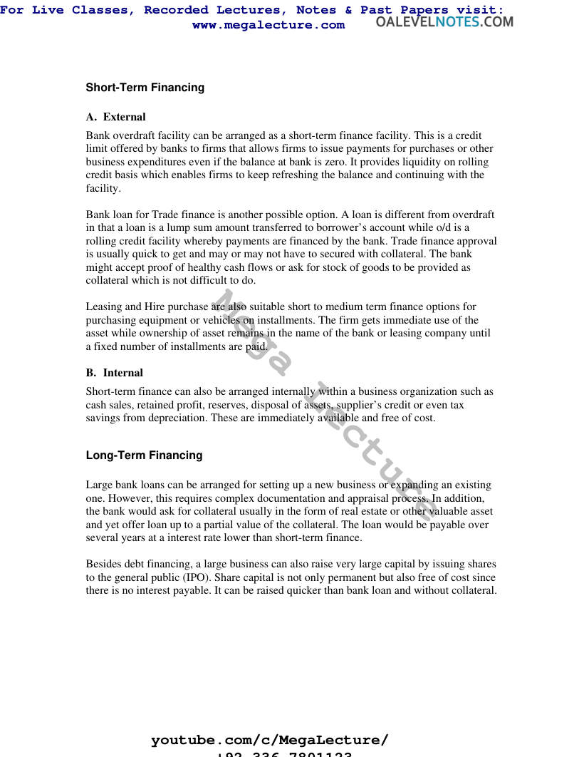 Page 1 of Financing A Business