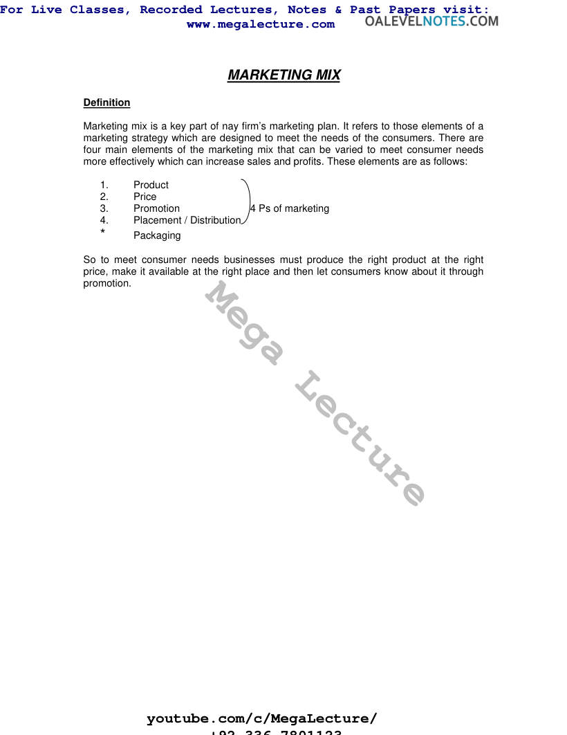 Page 1 of Marketing Mix