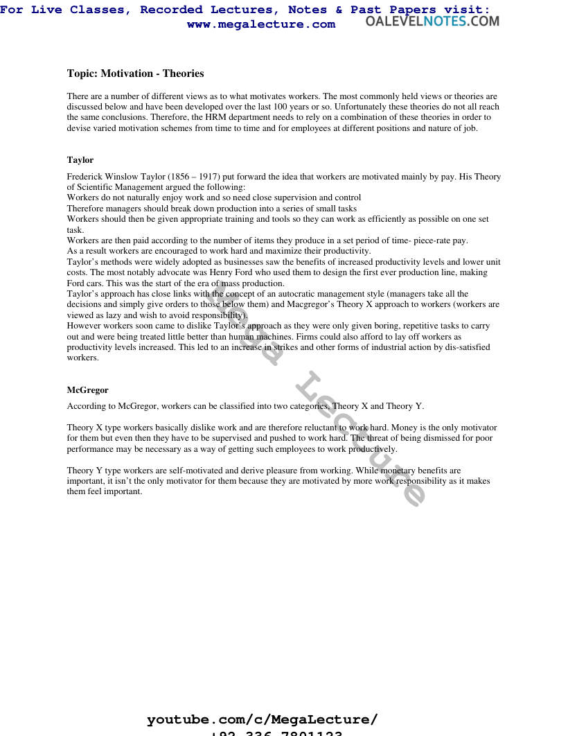 Page 1 of Motivation Theories