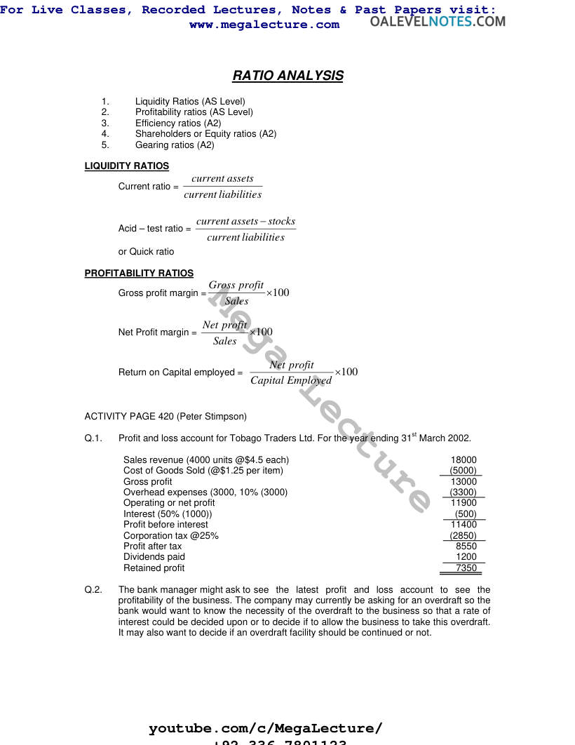 Page 1 of Ratio Analysis