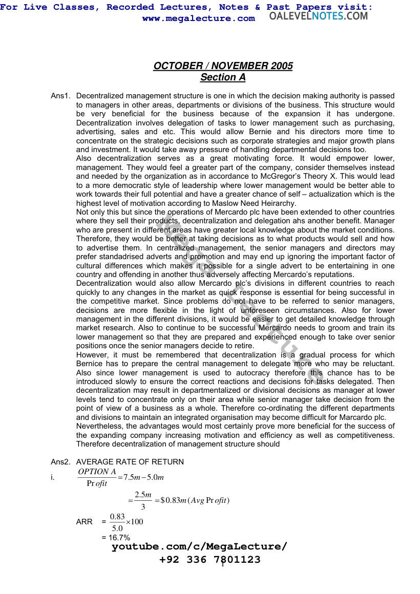 Page 1 of Solved Past Papers A2