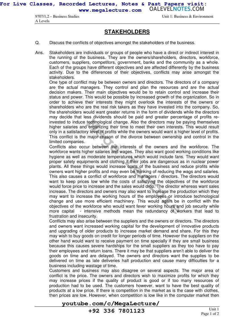 Page 1 of Stakeholders