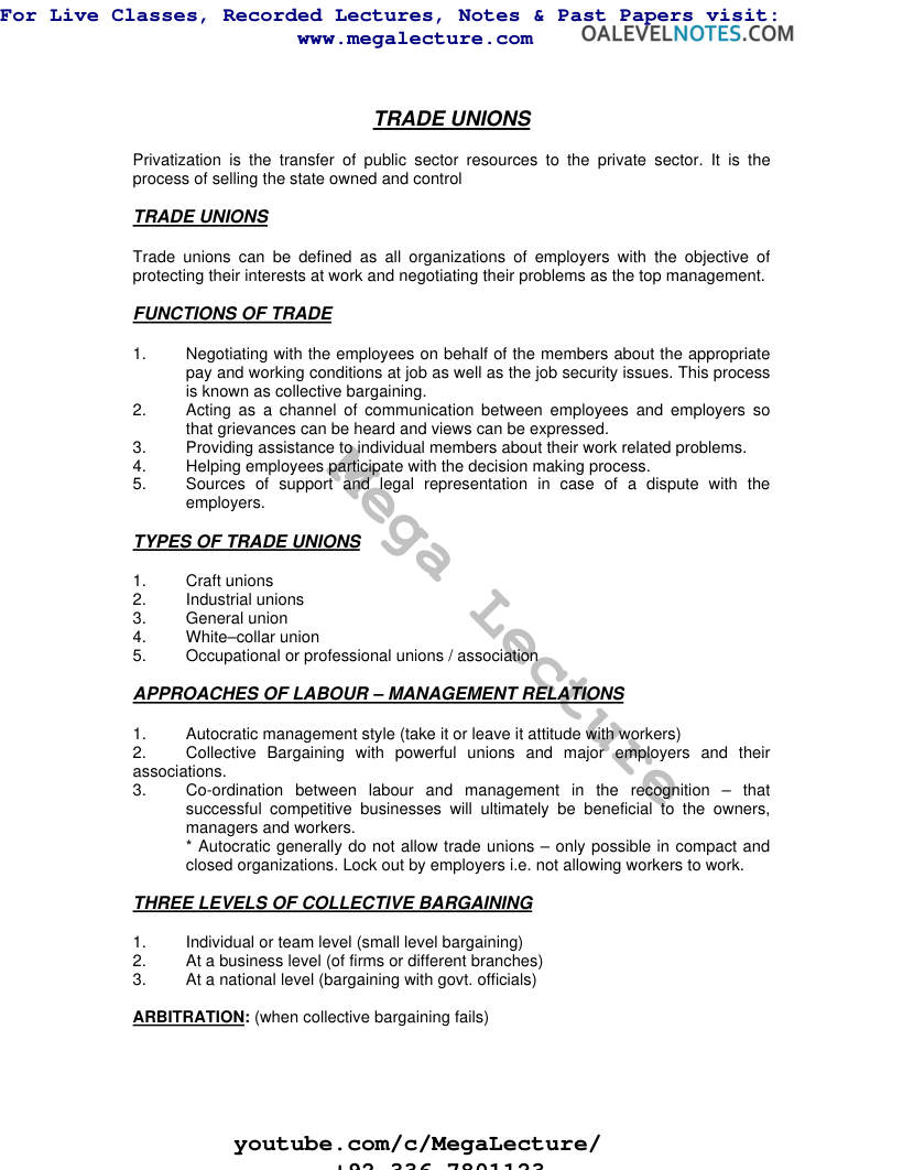 Page 1 of Trade Unions