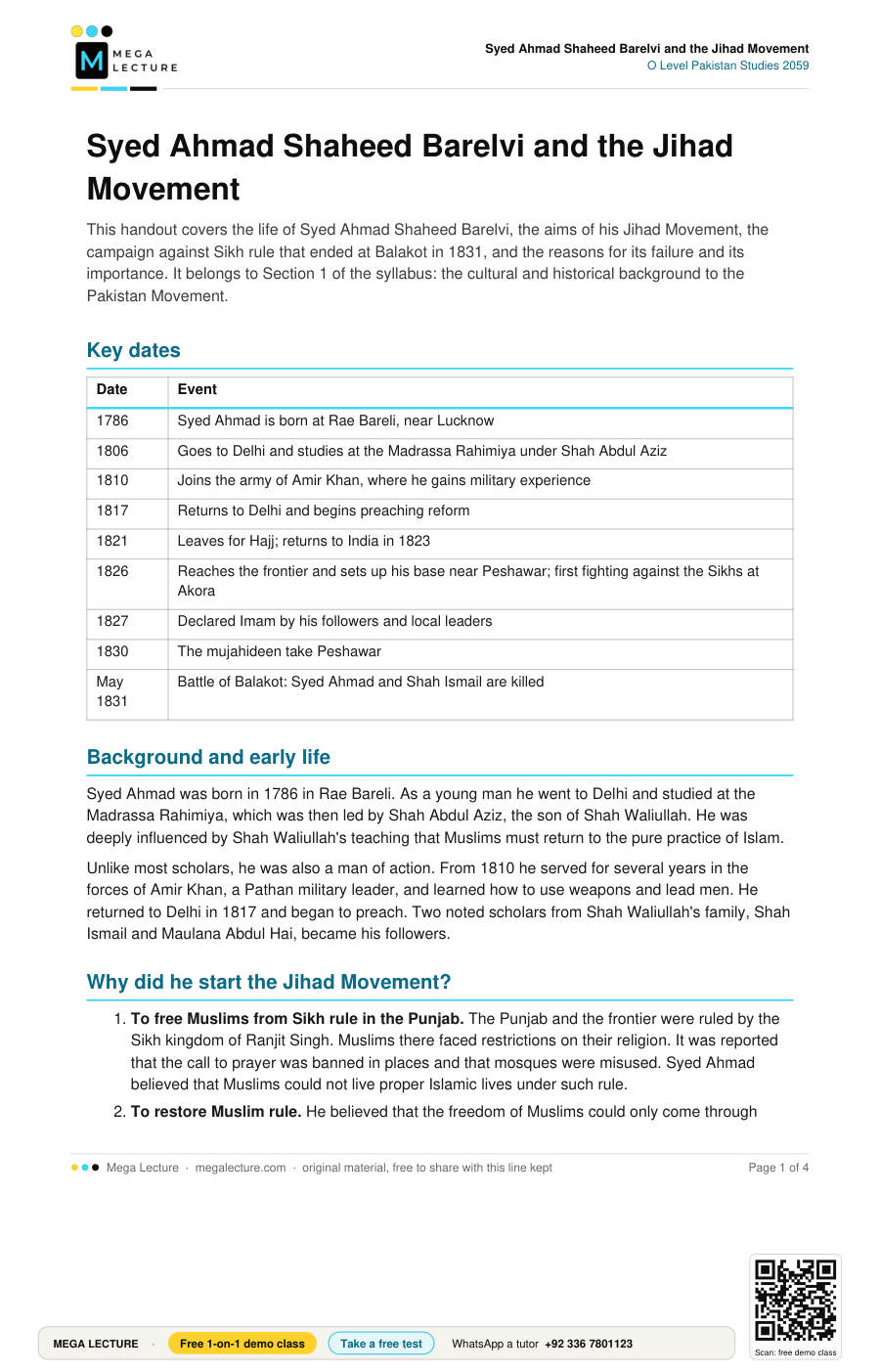 Page 1 of Syed Ahmad Shaheed Barelvi and the Jihad Movement