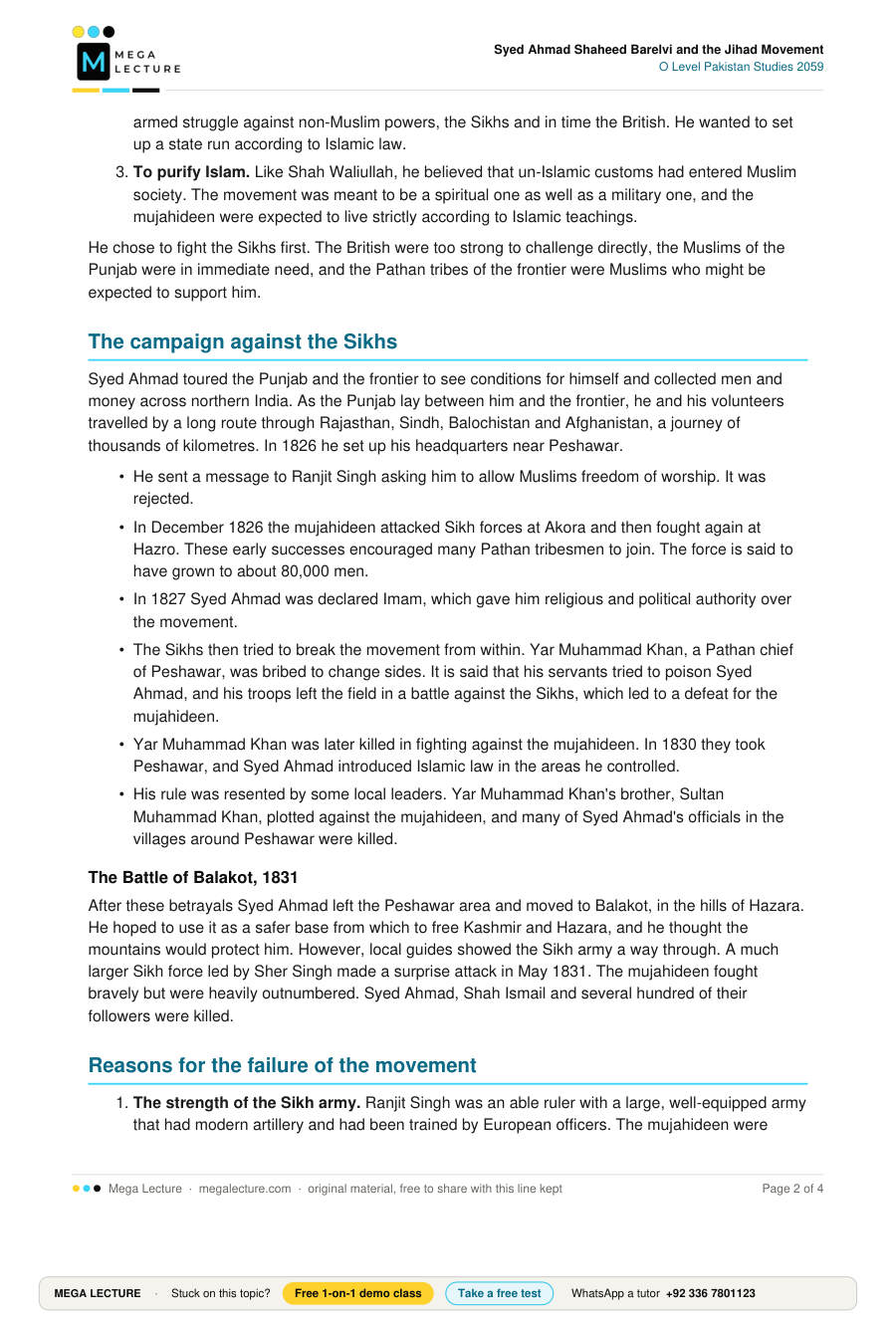 Page 2 of Syed Ahmad Shaheed Barelvi and the Jihad Movement