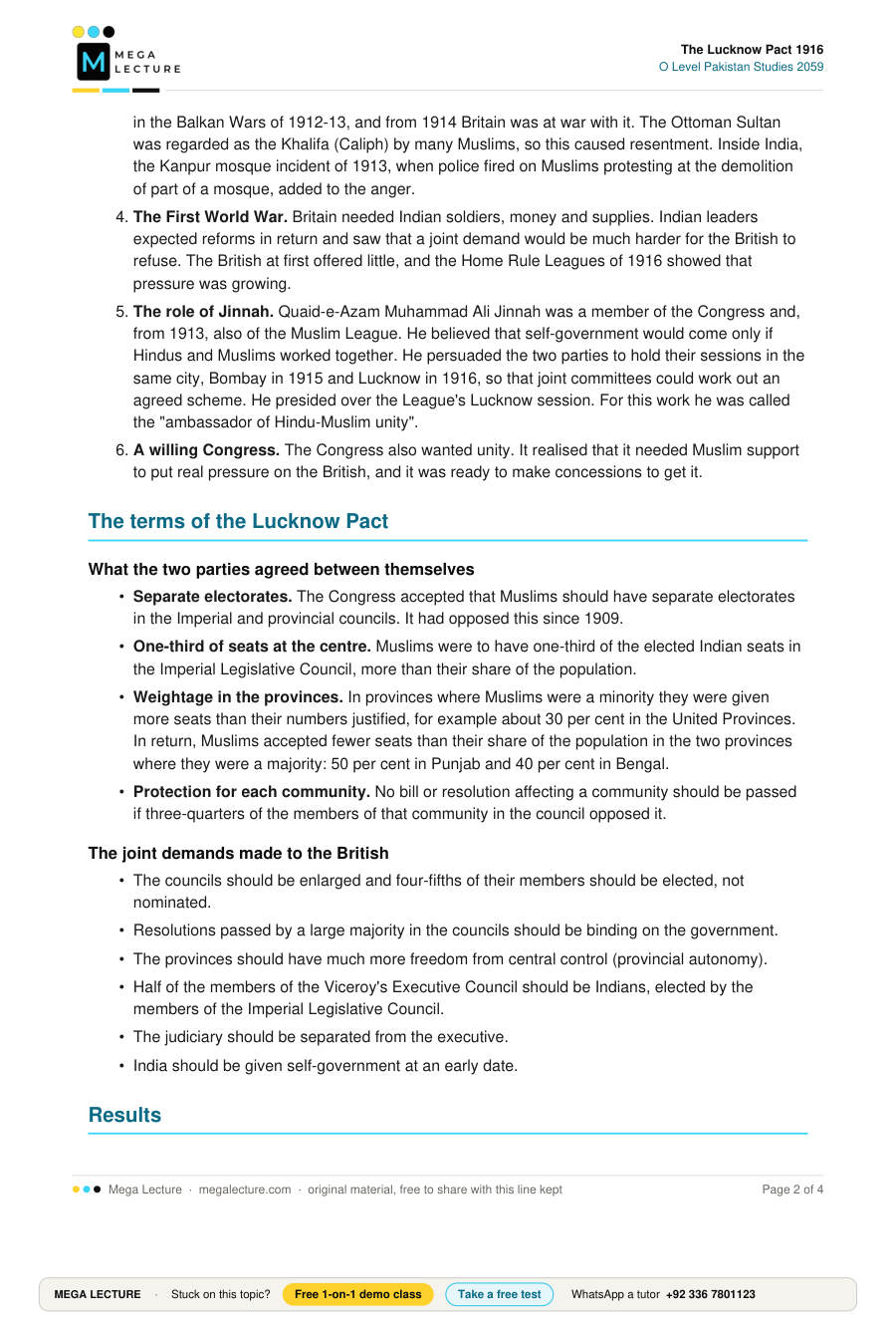 Page 2 of The Lucknow Pact 1916