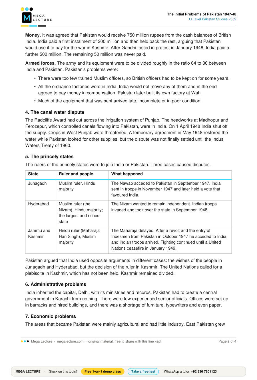 Page 2 of The Initial Problems of Pakistan 1947-48