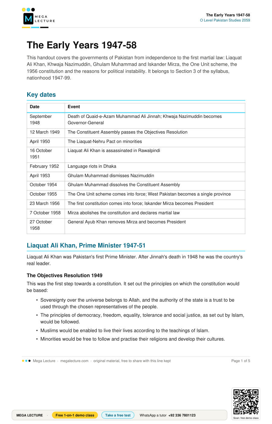 Page 1 of The Early Years 1947-58
