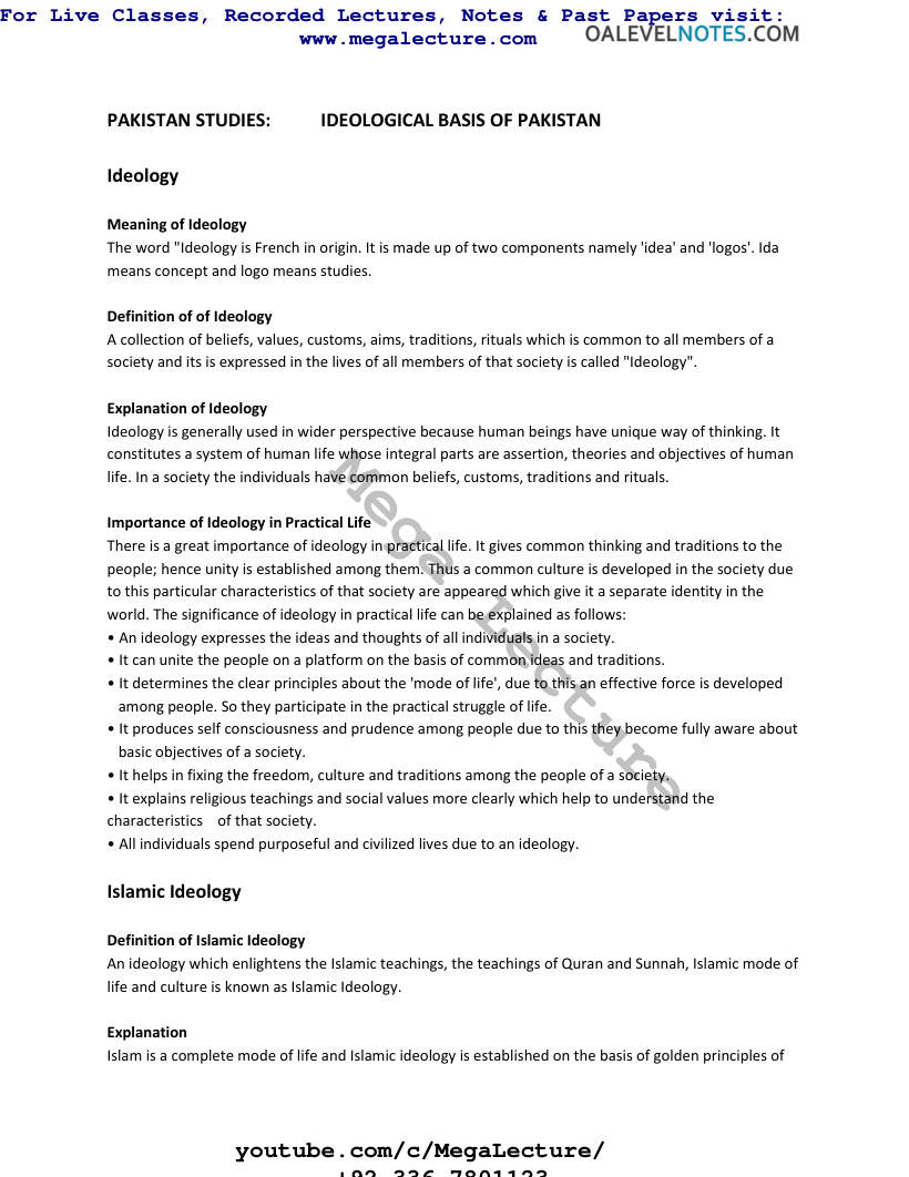 Page 1 of Ideological Basis Of Pakistan