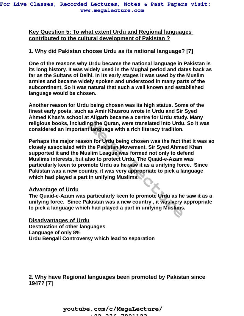 Page 1 of Key Question 5: Regional Languages