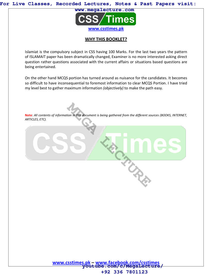 Page 2 of ISLAMIAT MCQs CSS Times 1