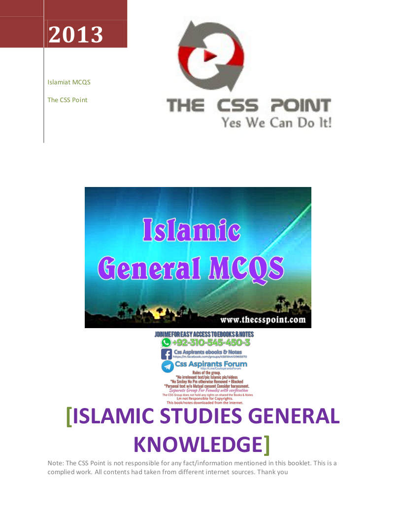 Page 1 of ISLAMIC STUDIES GENERAL KNOWLEDGE