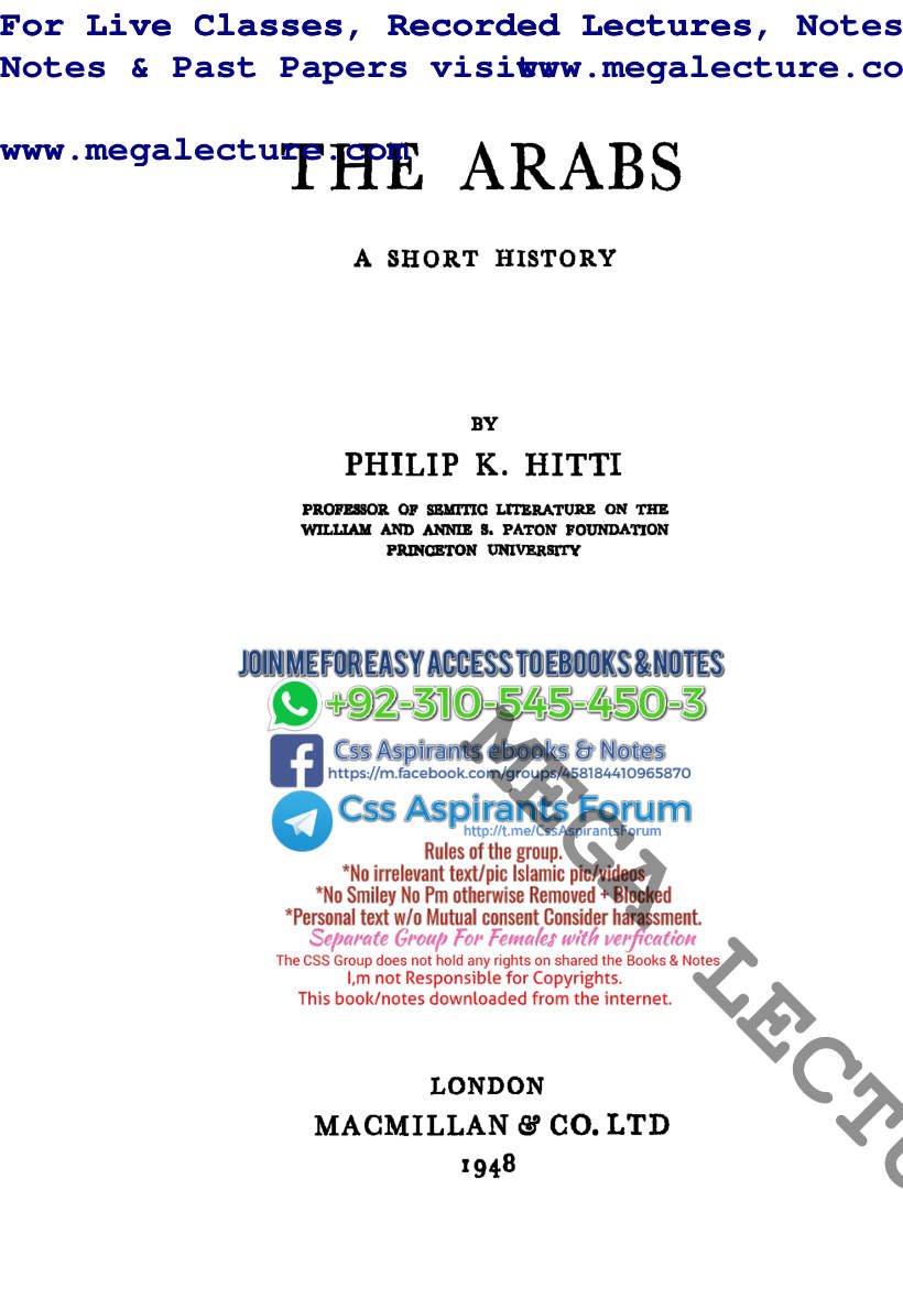 Page 1 of The Arabs A Short History By PK Hitti.Pdf