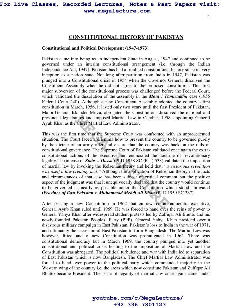 Page 1 of Constitutional History Of Pakistan