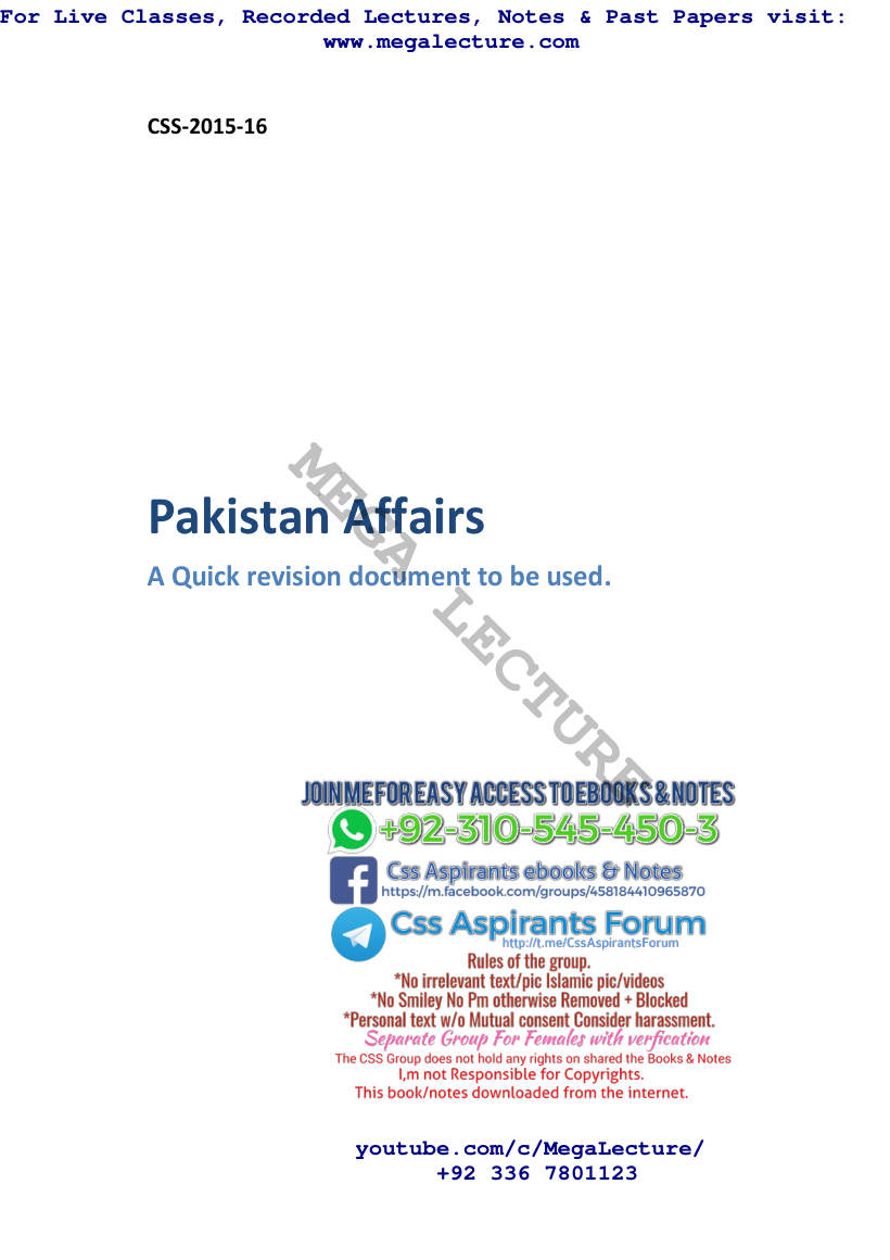 Page 1 of CSS Pakistan Affairs Timeline And Notes
