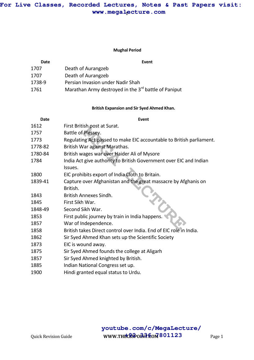 Page 2 of CSS Pakistan Affairs Timeline And Notes