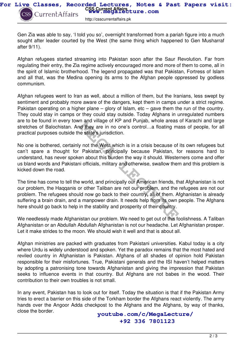 Page 2 of Pakistans Unwanted Problem Afghan Refugees By Ayaz Amir