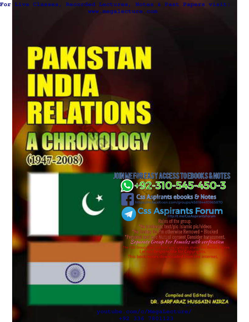 Page 1 of Sarfaraz Hussain Mirza Nazaria I Pakistan Trust Pakistan India Relations A Chronology 1947 2008 Nazaria I Paki