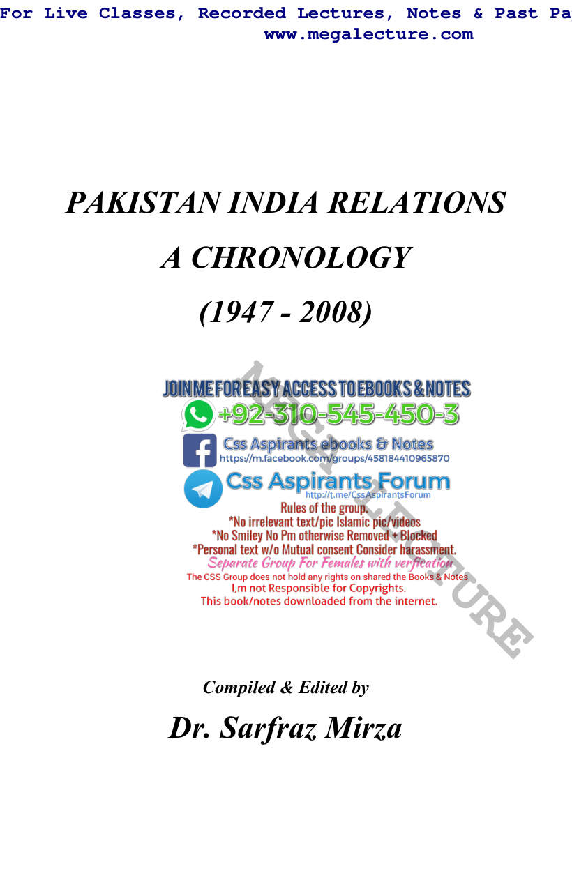 Page 2 of Sarfaraz Hussain Mirza Nazaria I Pakistan Trust Pakistan India Relations A Chronology 1947 2008 Nazaria I Paki