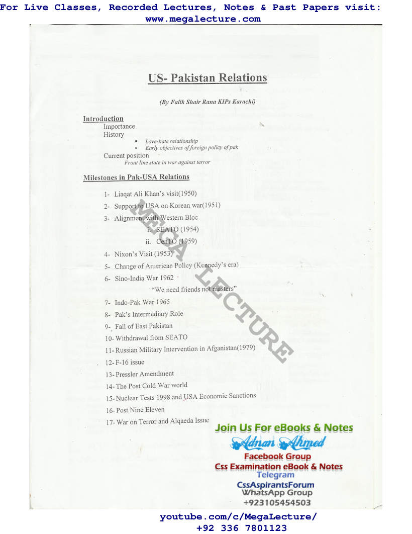 Page 1 of Pakistan USA Relations