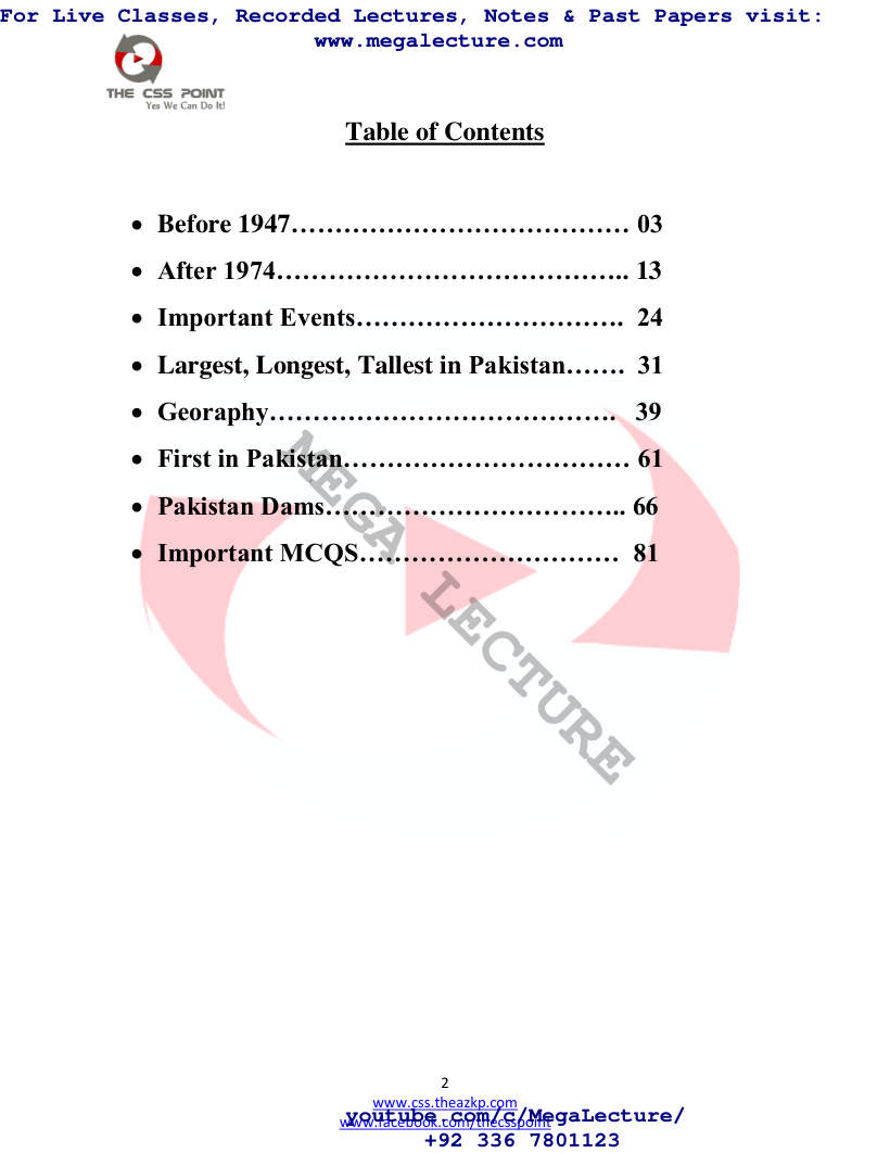 Page 2 of PAKISTAN AFFAIRS MCQs BOOK