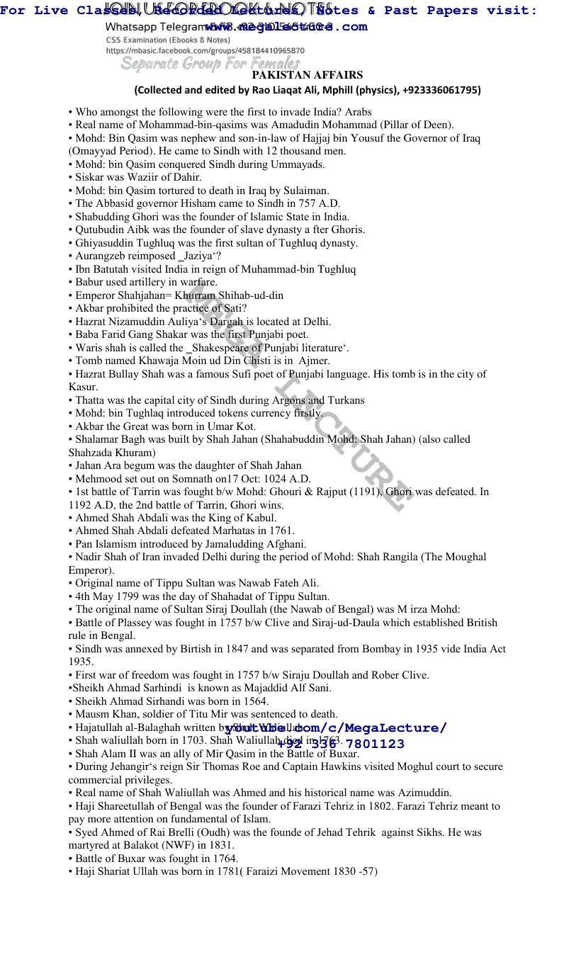 Page 1 of PAKISTAN AFFAIRS