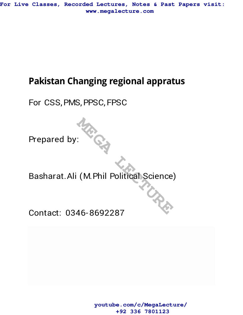 Page 1 of Pakistan Changing Regional Appratus