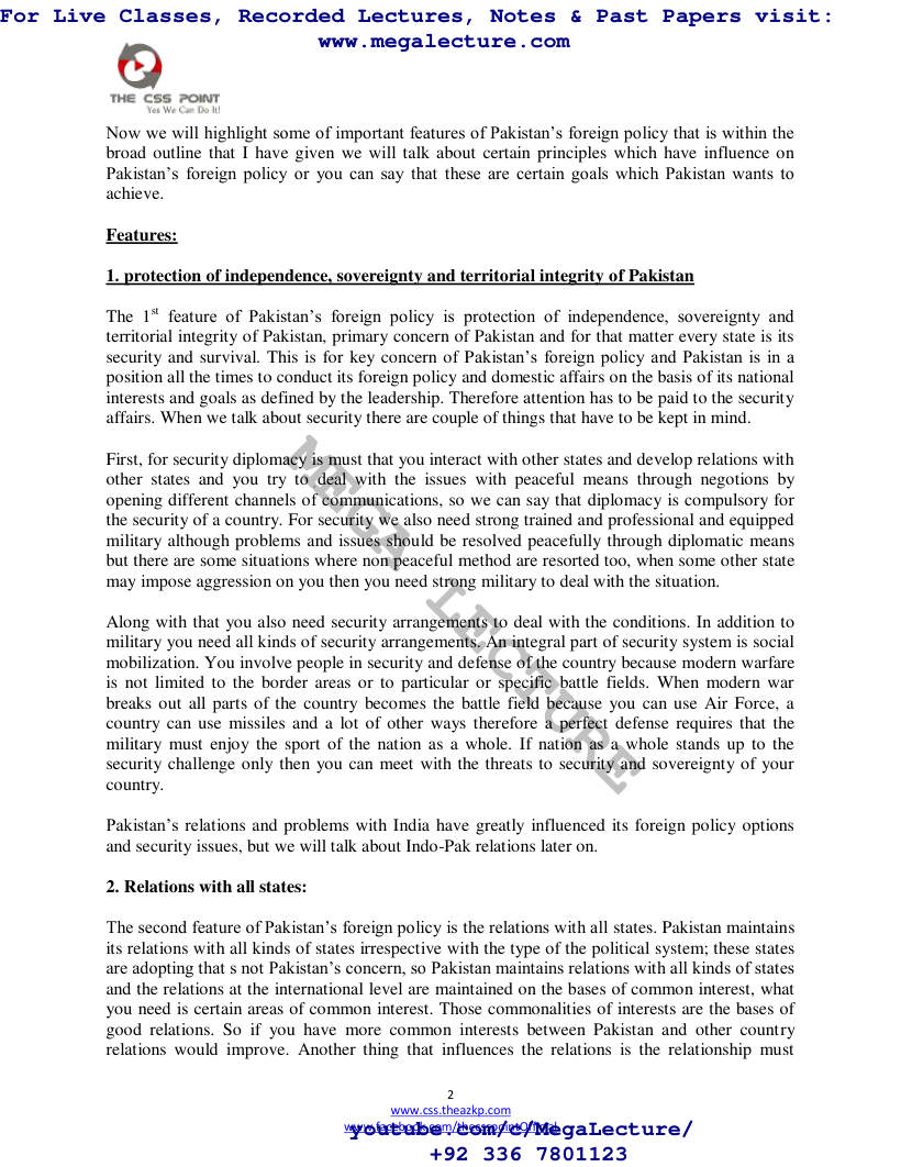 Page 2 of Pakistan Foreign Policy PFP
