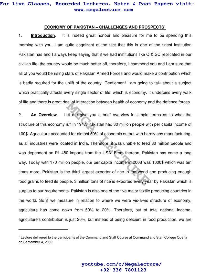 Page 1 of Pakistan Economy Challenges Prospects