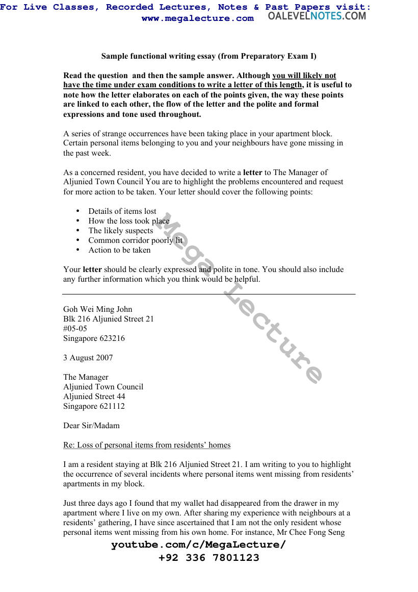 Page 1 of Sample Formal Letter 1