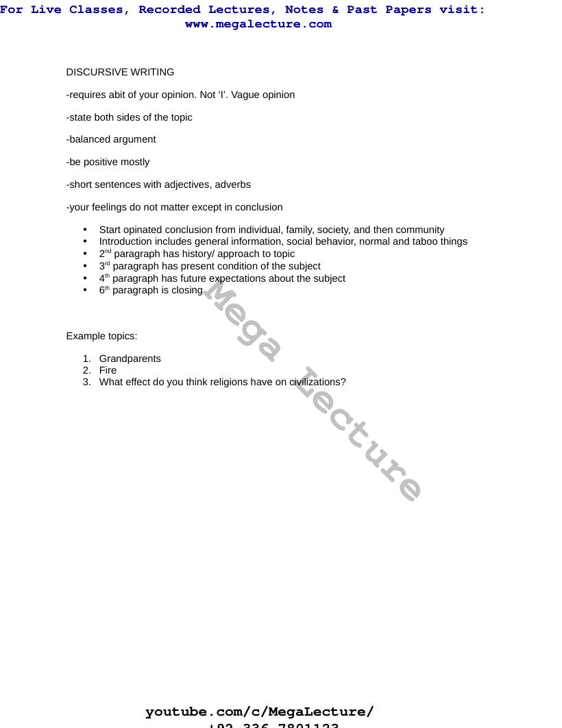 Page 1 of Discursive Writing