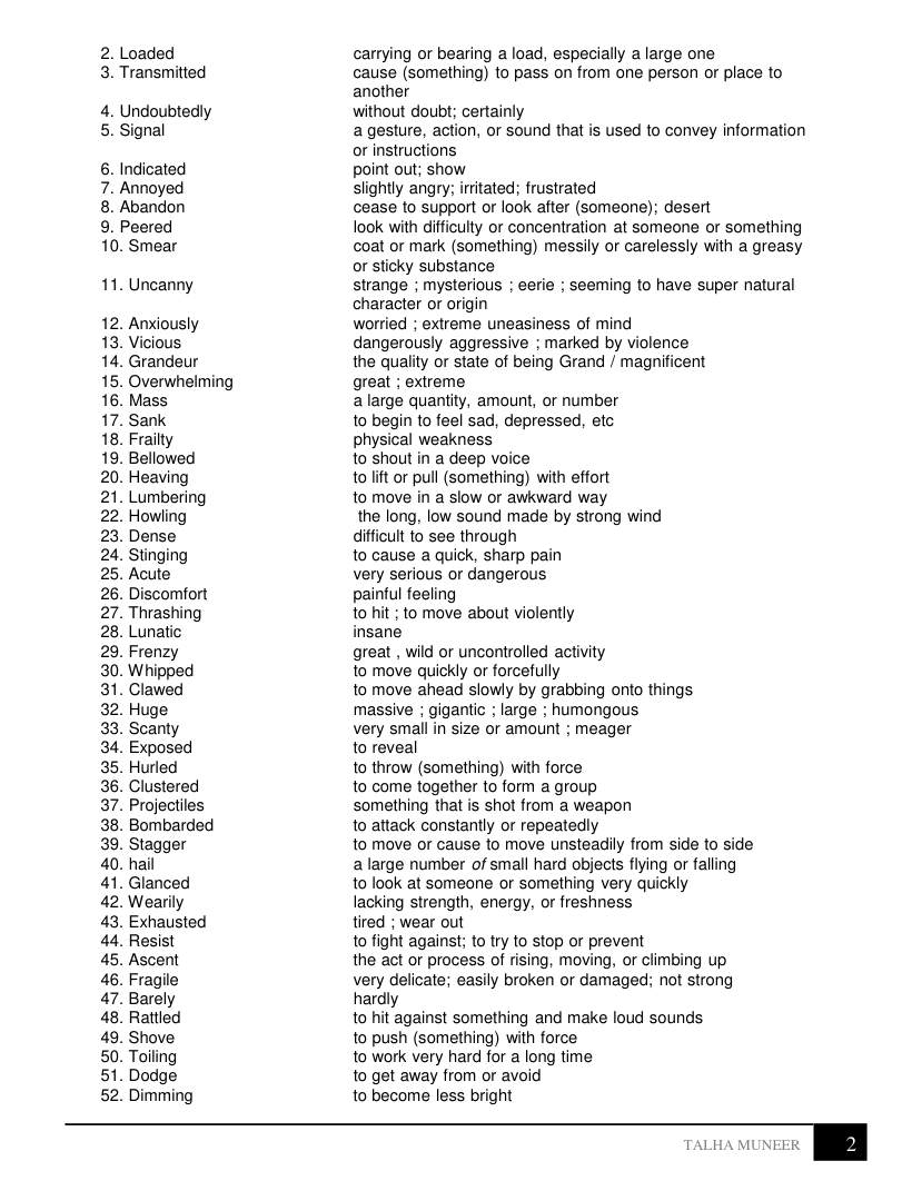 Page 2 of English 1123 Words Paper 2