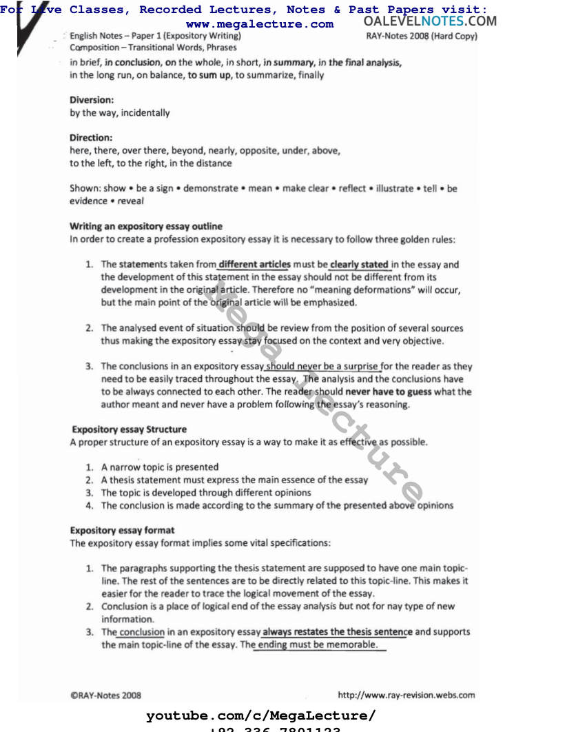 Page 2 of Expository Writing Guide