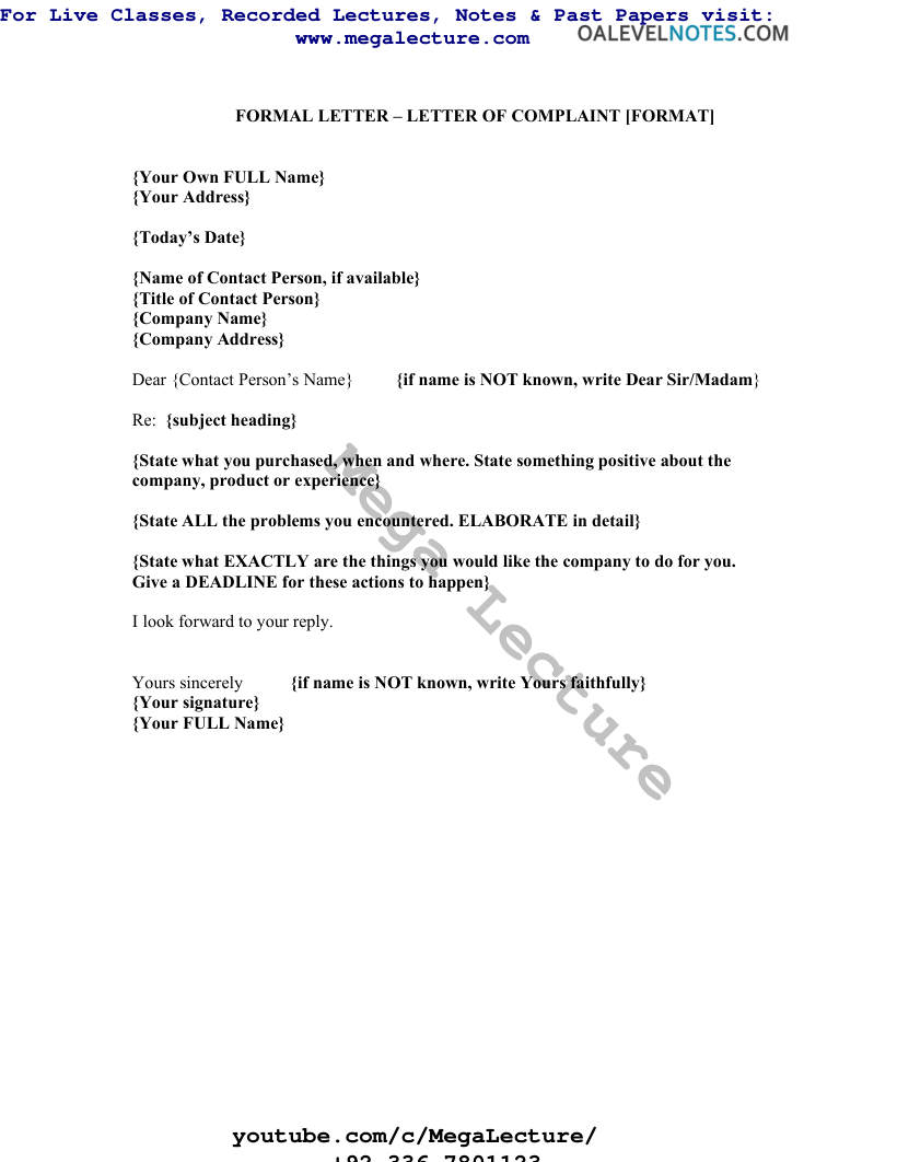 Page 1 of Formal Letter Format