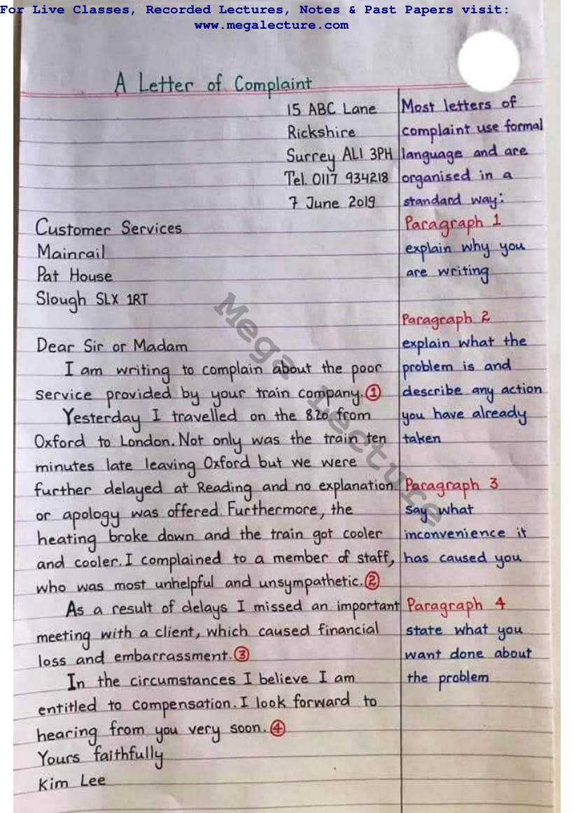 Page 1 of Letter Writing Notes