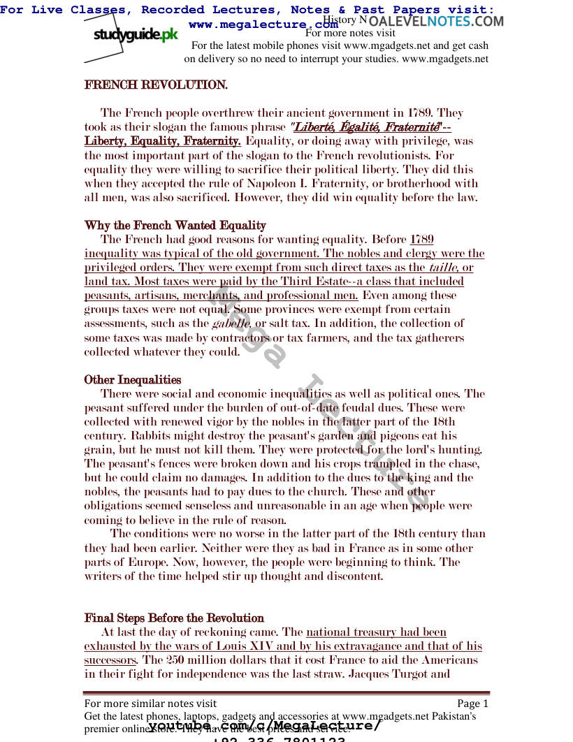 Page 1 of French Revolution — Notes (PDF)