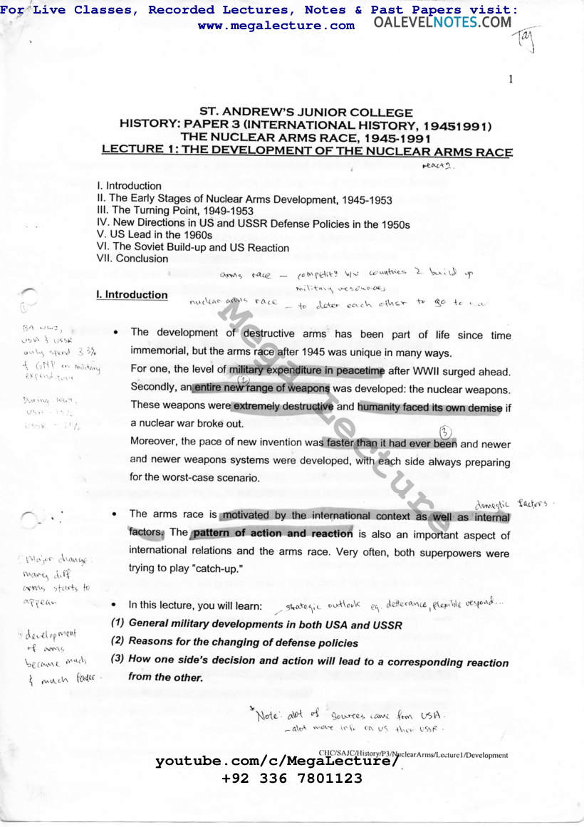 Page 1 of The Development of the Nuclear Arms Race (PDF)
