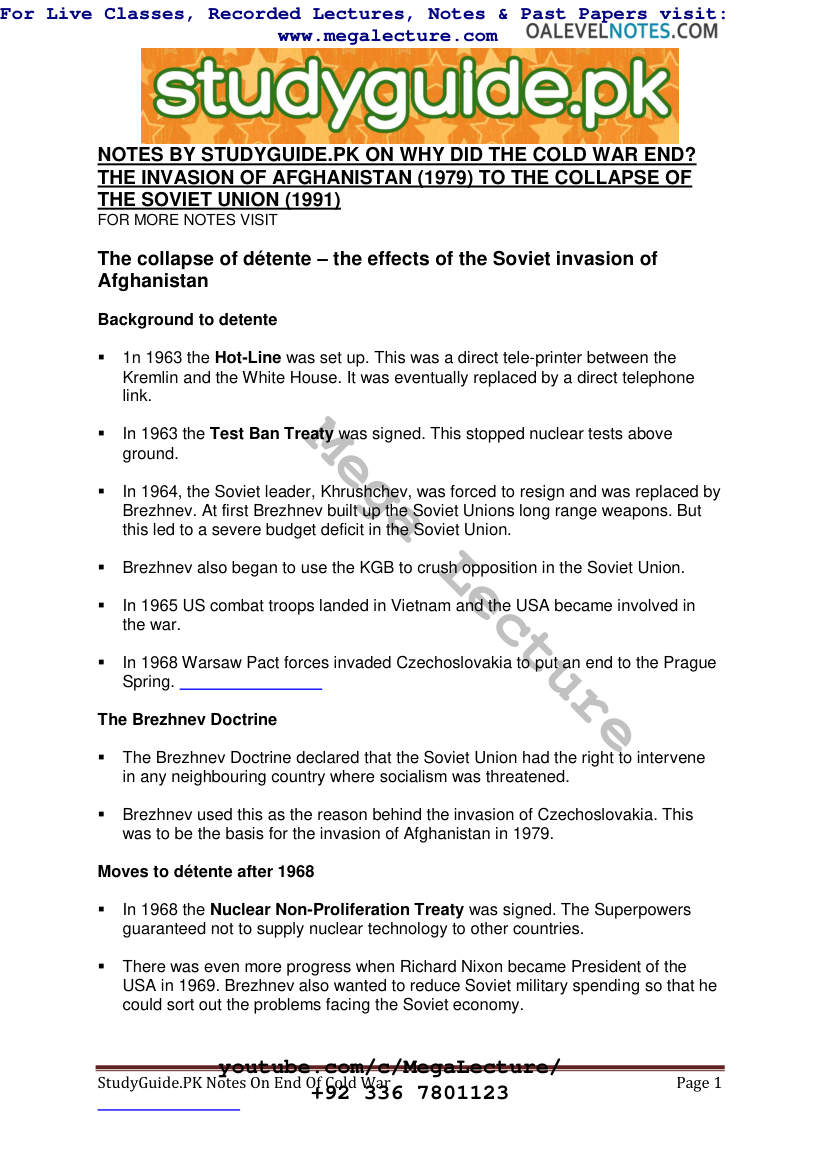 Page 1 of Cold War: The End — Notes (PDF)