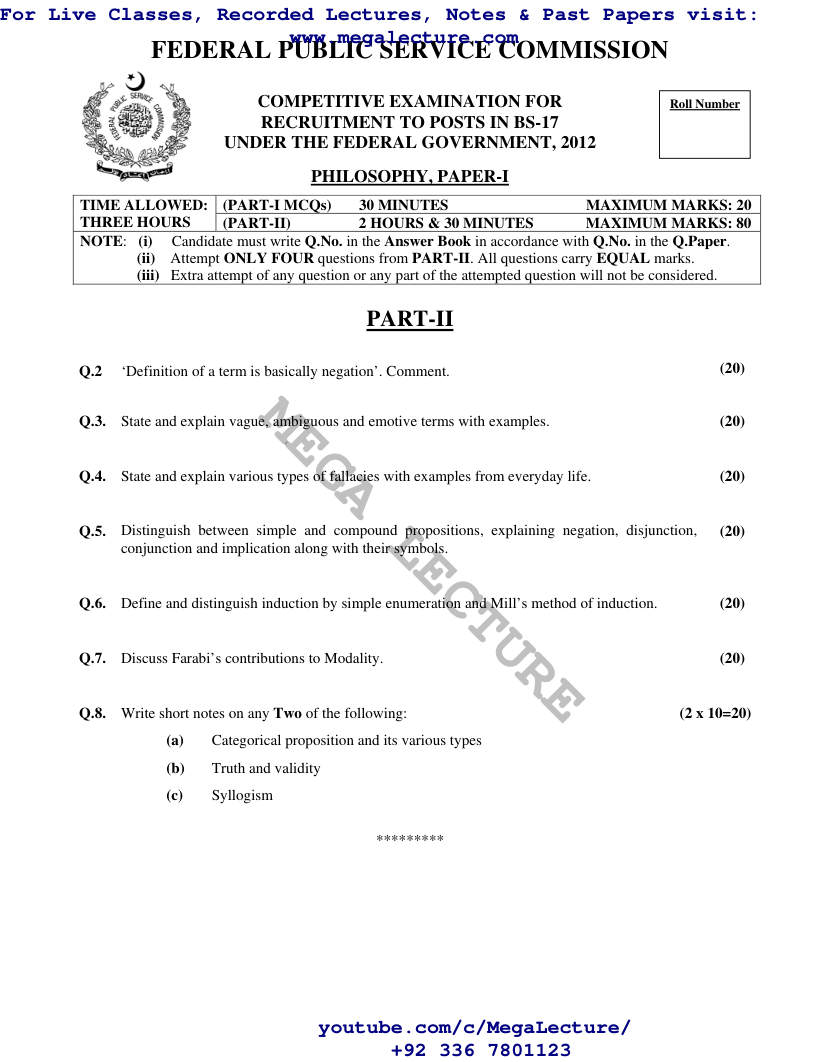 Page 1 of Philosophy I II 2012