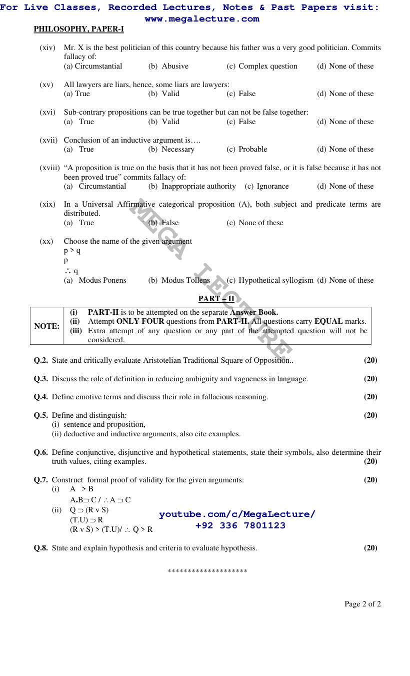 Page 2 of Philosophy I II 2009