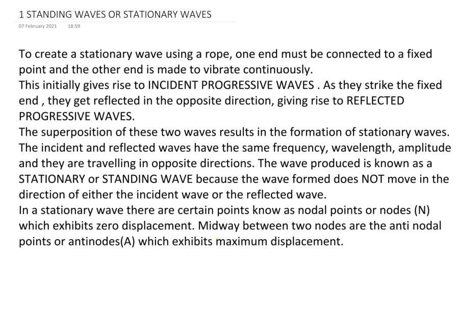 Page 1 of STANDING WAVES OR STATIONARY