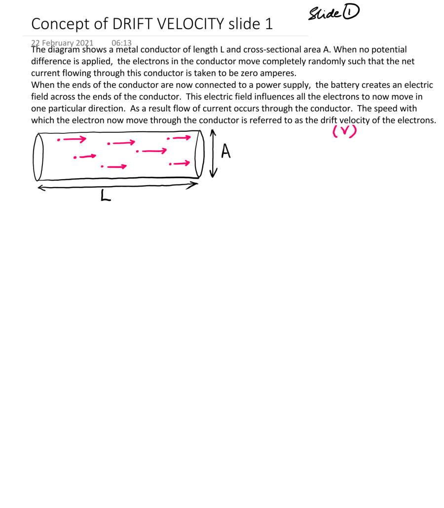 Page 1 of Concept Of DRIFT VELOCITY Slide
